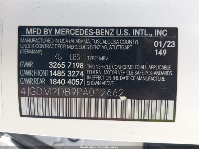 4JGDM2DB9PA012662 Mercedes-Benz Eqs 450+ Suv