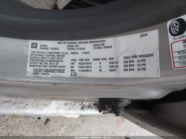 Продаж на аукціоні авто 2005 Gmc Canyon Sle, vin: 1GTDT136458279332, номер лоту: 46026496