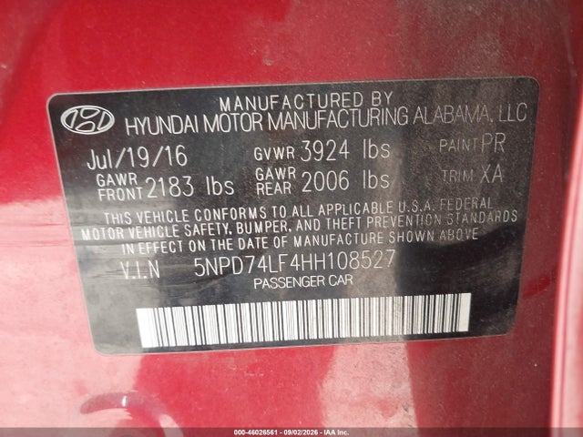 Hyundai ELANTRA SE 2017 5NPD74LF4HH108527 Image 9
