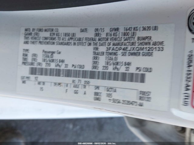 3FADP4EJXGM120133 Ford FIESTA SE