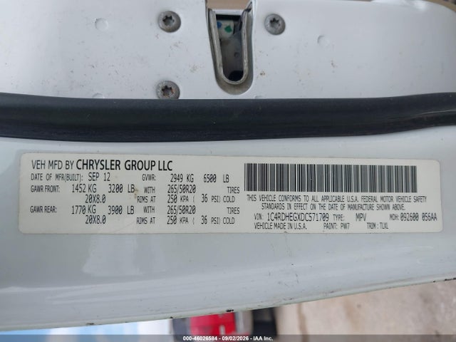 Продаж на аукціоні авто 2013 Dodge Durango Citadel, vin: 1C4RDHEGXDC571709, номер лоту: 46026584