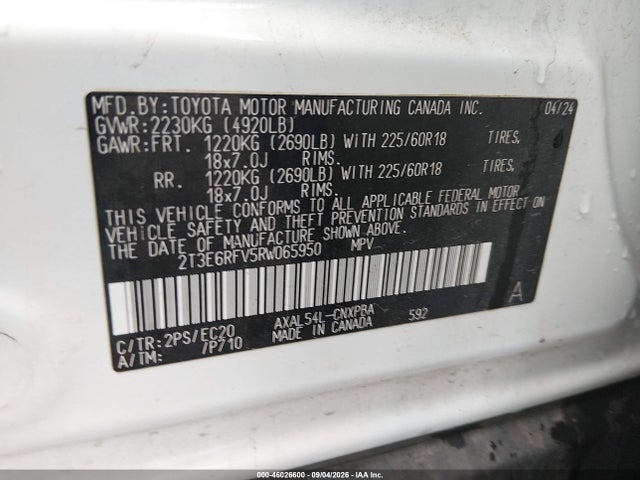 Продаж на аукціоні авто 2024 Toyota Rav4 Hybrid Xse, vin: 2T3E6RFV5RW065950, номер лоту: 46026600