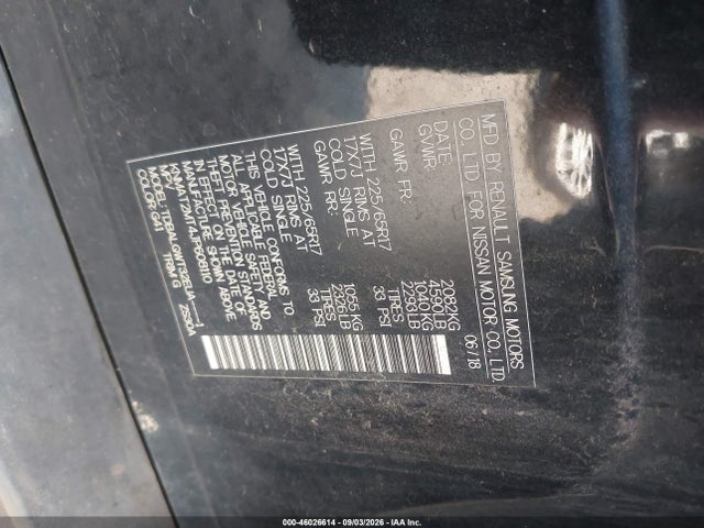 2018 Nissan Rogue Sv მანქანა იყიდება აუქციონზე, vin: KNMAT2MT4JP608110, აუქციონის ნომერი: 46026614