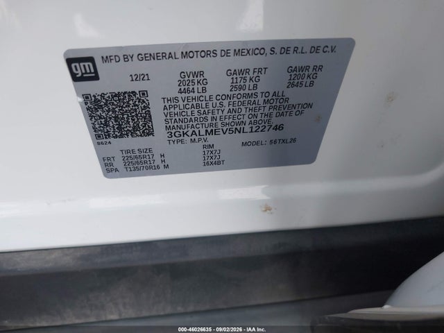 Продажа на аукционе авто 2022 Gmc Terrain Fwd Sle, vin: 3GKALMEV5NL122746, номер лота: 46026635