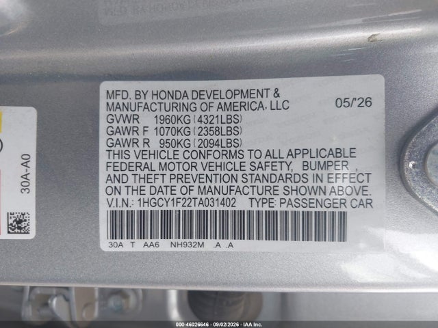 Honda ACCORD LX 2026 1HGCY1F22TA031402 Image 9