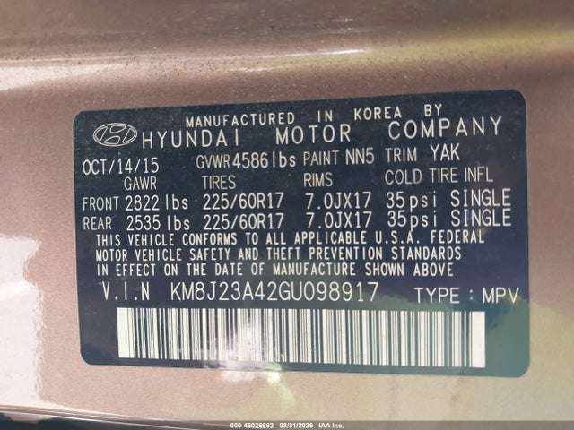 Hyundai TUCSON SE 2016 KM8J23A42GU098917 Image 9