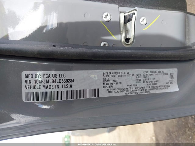 Продажа на аукционе авто 2020 Jeep Cherokee Latitude Plus 4x4, vin: 1C4PJMLB4LD639284, номер лота: 46026670