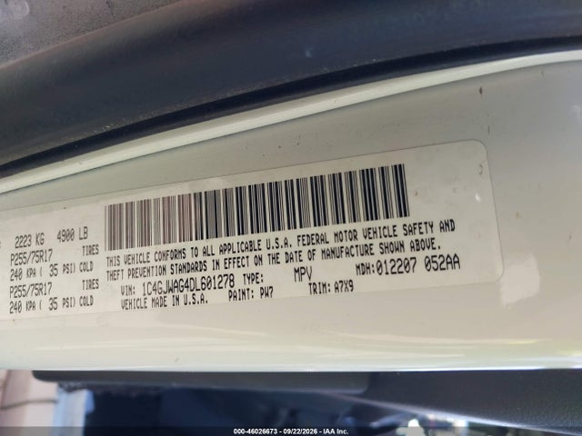 46026673 :رقم المزاد ، 1C4GJWAG4DL601278 vin ، 2013 Jeep Wrangler Sport مزاد بيع