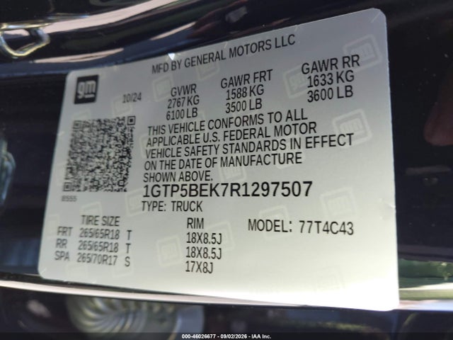 2024 Gmc Canyon 2wd Elevation მანქანა იყიდება აუქციონზე, vin: 1GTP5BEK7R1297507, აუქციონის ნომერი: 46026677