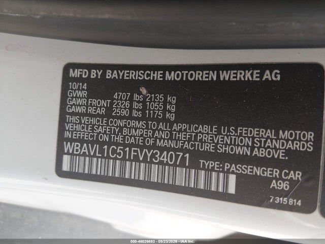 BMW X1 Xdrive28i 2015 WBAVL1C51FVY34071 Image 9