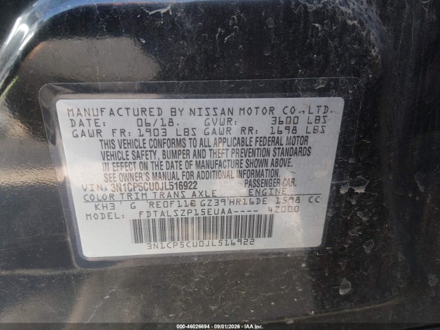 Nissan KICKS SV 2018 3N1CP5CU0JL516922 Image 9