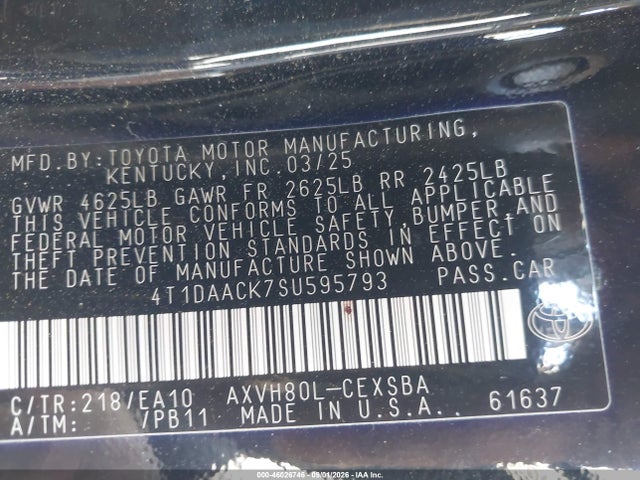 Toyota CAMRY SE 2025 4T1DAACK7SU595793 Image 9