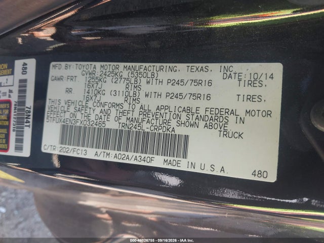 Toyota Tacoma 2015 5TFUX4EN3FX032465 Image 9