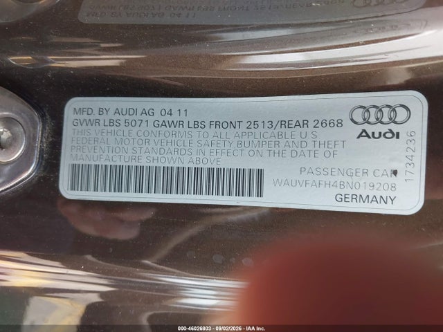 Aukcja sprzedaży 2011 Audi A5 2.0t Premium, vin: WAUVFAFH4BN019208, numer aukcji: 46026803