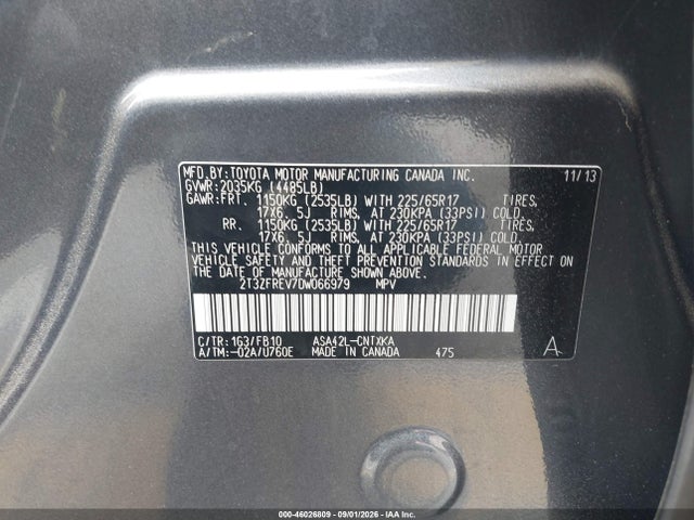 Продаж на аукціоні авто 2013 Toyota Rav4 Le, vin: 2T3ZFREV7DW066979, номер лоту: 46026809