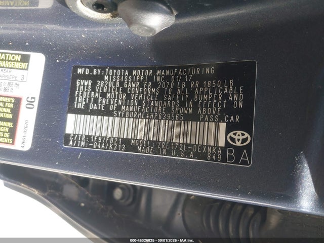 Toyota COROLLA LE 2017 5YFBURHE4HP639565 Image 9