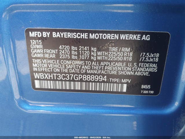 Auction sale of the 2016 Bmw X1 Xdrive28i, vin: WBXHT3C37GP888994, lot number: 46026932