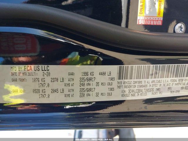 Продажа на аукционе авто 2020 Jeep Compass Sun And Wheel Fwd, vin: 3C4NJCBB4LT205976, номер лота: 46026971