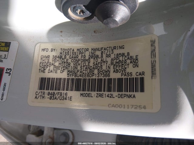 Продажа на аукционе авто 2013 Toyota Corolla Le, vin: 5YFBU4EE6DP137366, номер лота: 46027016