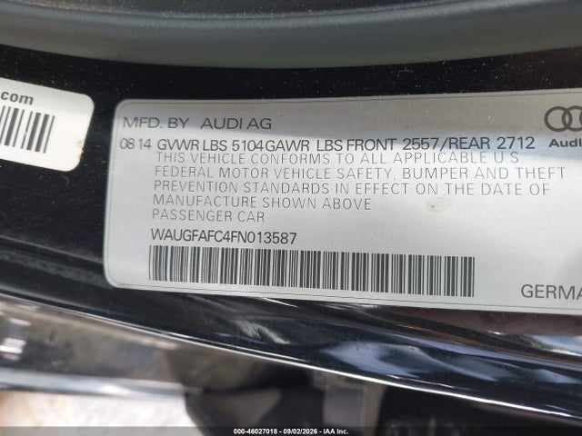46027018 :رقم المزاد ، WAUGFAFC4FN013587 vin ، 2015 Audi A6 2.0t Premium مزاد بيع