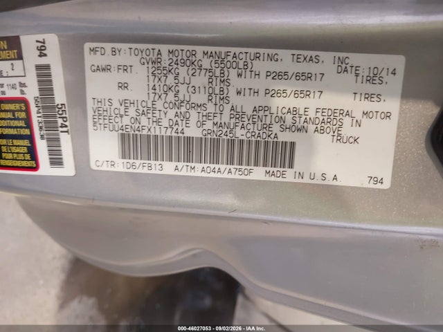 Продаж на аукціоні авто 2015 Toyota Tacoma Base V6, vin: 5TFUU4EN4FX117744, номер лоту: 46027053