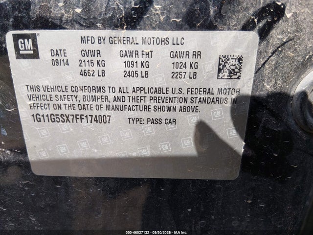 Aukcja sprzedaży 2015 Chevrolet Malibu 2lz, vin: 1G11G5SX7FF174007, numer aukcji: 46027132