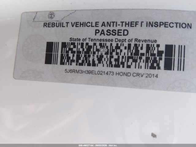 Honda CR-V LX 2014 5J6RM3H39EL021473 Image 9
