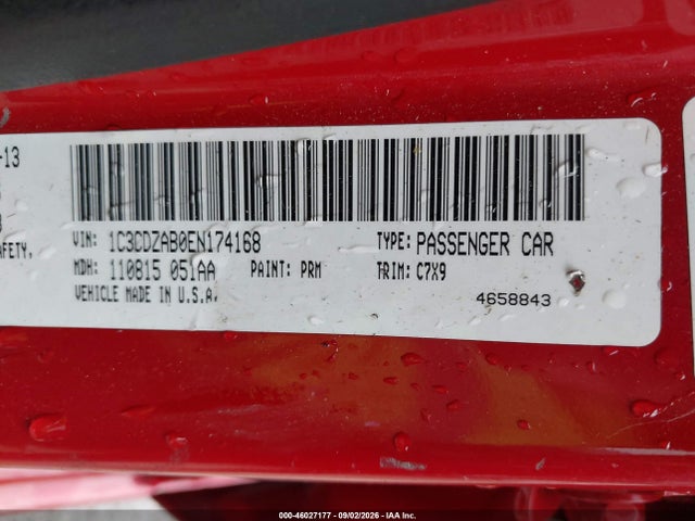 Продаж на аукціоні авто 2014 Dodge Avenger Se, vin: 1C3CDZAB0EN174168, номер лоту: 46027177