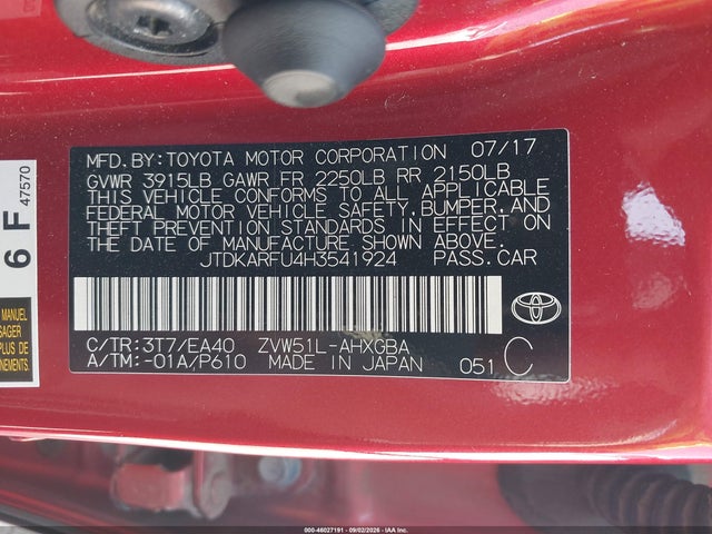Продаж на аукціоні авто 2017 Toyota Prius Four, vin: JTDKARFU4H3541924, номер лоту: 46027191