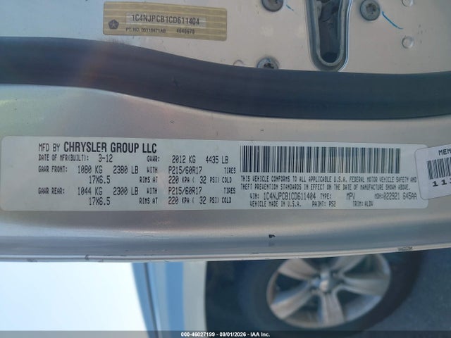 46027199 :رقم المزاد ، 1C4NJPCB1CD611404 vin ، 2012 Jeep Patriot Limited مزاد بيع