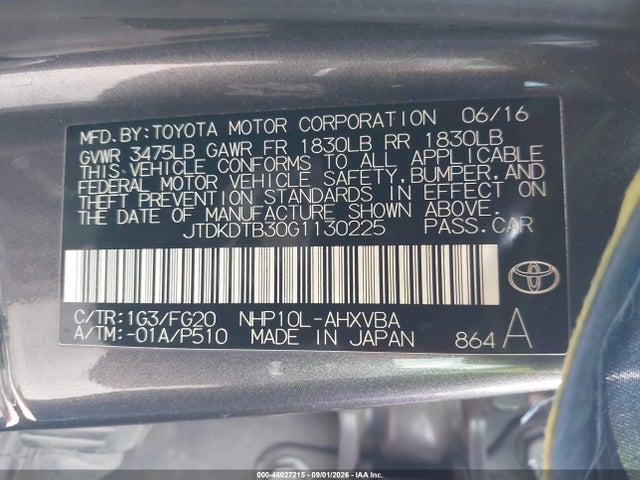 Продажа на аукционе авто 2016 Toyota Prius C Two, vin: JTDKDTB30G1130225, номер лота: 46027215