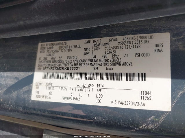 Ford Transit-250 2019 1FTYR3XM3KKB33331 Image 9