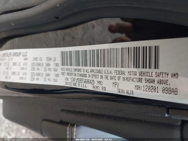 Продажа на аукционе авто 2015 Jeep Cherokee Limited, vin: 1C4PJMDB5FW606429, номер лота: 46027336