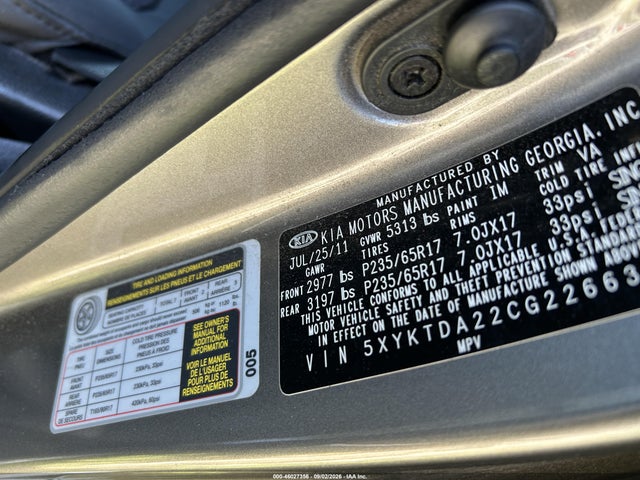Продаж на аукціоні авто 2012 Kia Sorento Lx V6, vin: 5XYKTDA22CG226630, номер лоту: 46027356