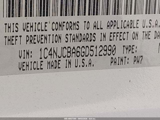 1C4NJCBA6GD512990 Jeep Compass Sport