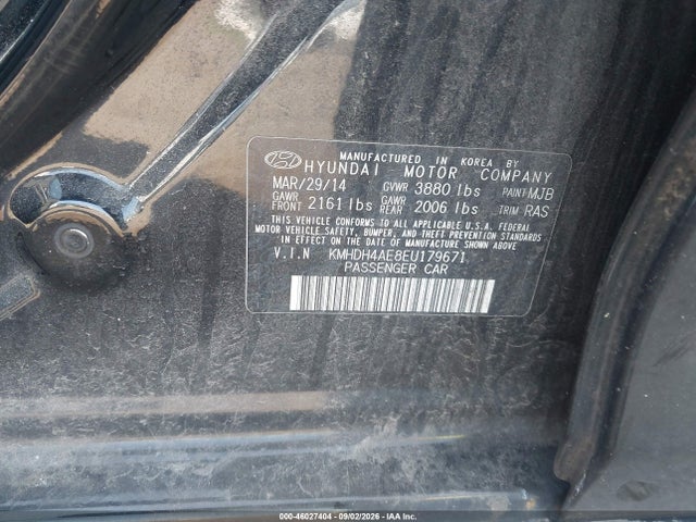Aukcja sprzedaży 2014 Hyundai Elantra Se, vin: KMHDH4AE8EU179671, numer aukcji: 46027404