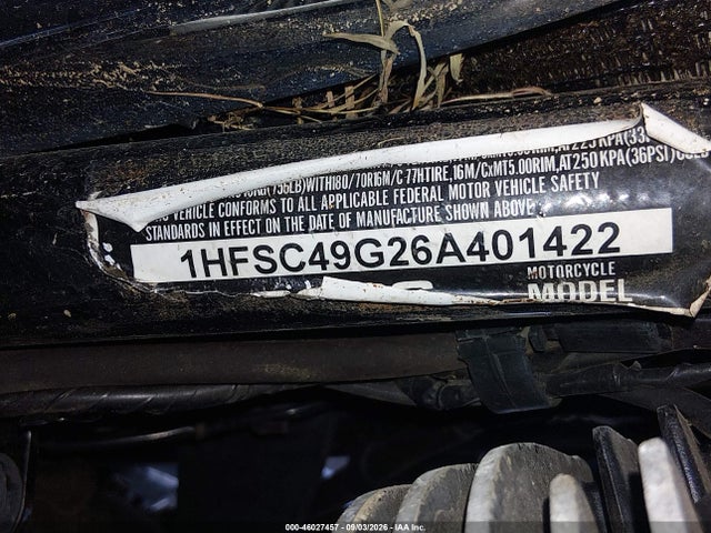 2006 Honda Vtx1800 N3 მანქანა იყიდება აუქციონზე, vin: 1HFSC49G26A401422, აუქციონის ნომერი: 46027457