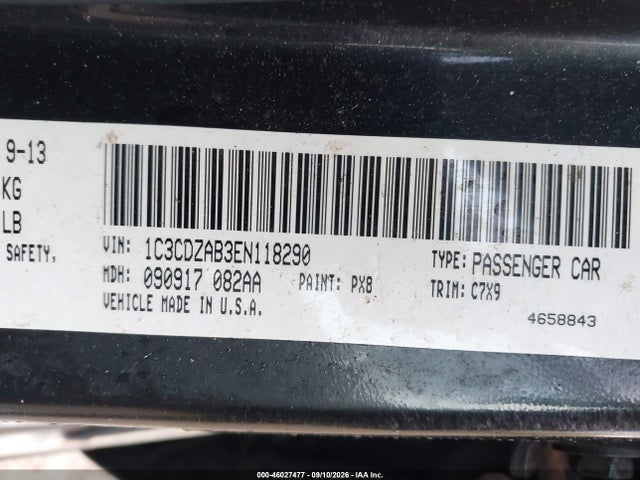 2014 Dodge Avenger Se მანქანა იყიდება აუქციონზე, vin: 1C3CDZAB3EN118290, აუქციონის ნომერი: 46027477