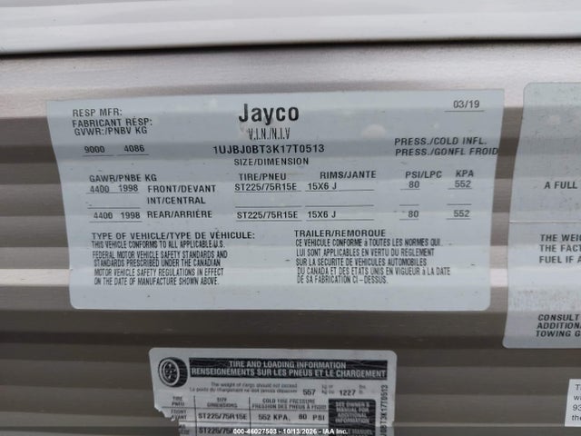 Jayco Camper 2019 1UJBJ0BT3K17T0513 Image 9