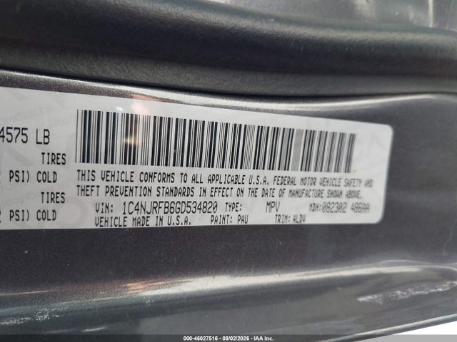 Aukcja sprzedaży 2016 Jeep Patriot High Altitude Edition, vin: 1C4NJRFB6GD534820, numer aukcji: 46027516
