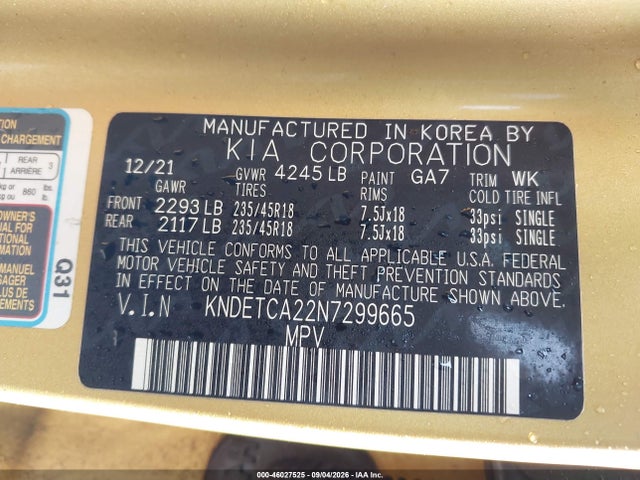 Продаж на аукціоні авто 2022 Kia Seltos Sx Turbo, vin: KNDETCA22N7299665, номер лоту: 46027525