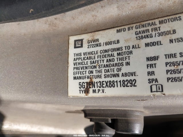 Продажа на аукционе авто 2008 Hummer H3 Suv, vin: 5GTEN13EX88118292, номер лота: 46027560