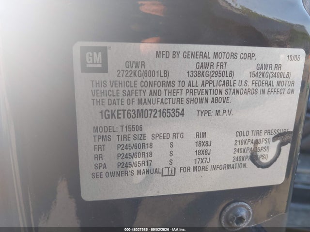 Продаж на аукціоні авто 2007 Gmc Envoy Denali, vin: 1GKET63M072165354, номер лоту: 46027565