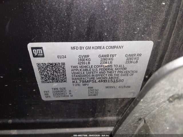 Продаж на аукціоні авто 2024 Chevrolet Trailblazer Fwd Lt, vin: KL79MPSL4RB151580, номер лоту: 46027566