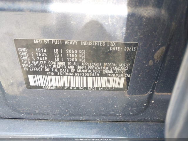 Продажа на аукционе авто 2015 Subaru Legacy 2.5i Premium, vin: 4S3BNAF69F3056439, номер лота: 46027615