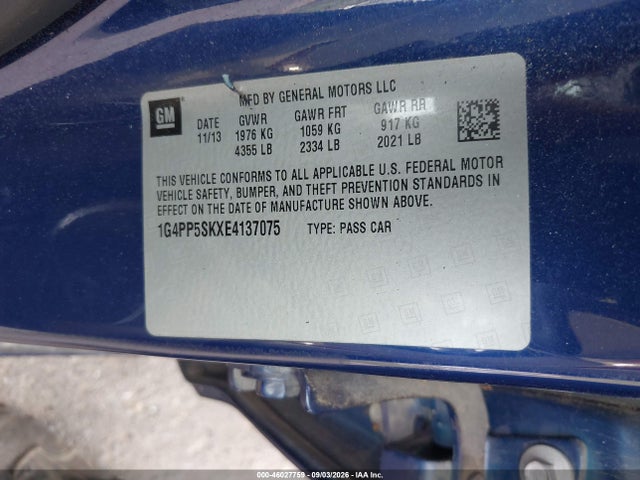 46027759 :رقم المزاد ، 1G4PP5SKXE4137075 vin ، 2014 Buick Verano مزاد بيع