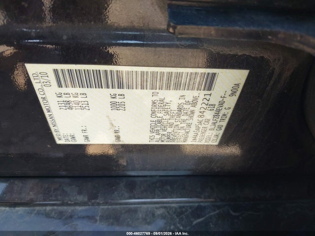 Продажа на аукционе авто 2010 Nissan Maxima 3.5 Sv, vin: 1N4AA5AP5AC842221, номер лота: 46027769