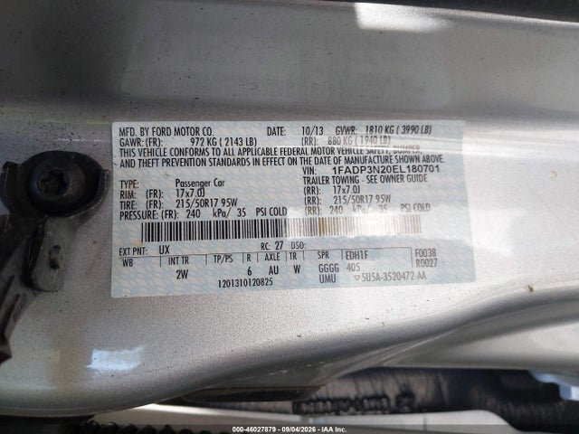 Aukcja sprzedaży 2014 Ford Focus Titanium, vin: 1FADP3N20EL180701, numer aukcji: 46027879
