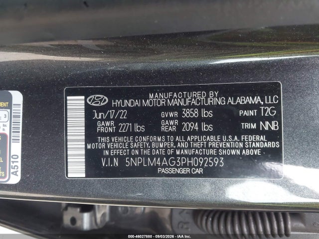 Aukcja sprzedaży 2023 Hyundai Elantra Sel, vin: 5NPLM4AG3PH092593, numer aukcji: 46027880