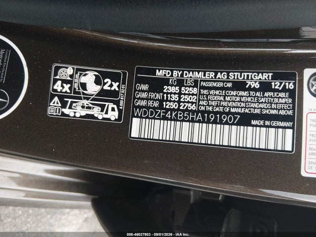 Продаж на аукціоні авто 2017 Mercedes-benz E 300 4matic, vin: WDDZF4KB5HA191907, номер лоту: 46027903